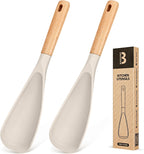 Cooking Spoon for Nonstick Cookwares, Great for Cooking and Serving Sturdy BPA-Free Matte Silicone, Wood Handle Spoon for Mixing, Scoop, and Scrape