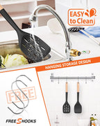 Pack of 2 Silicone Spatula, Non Stick Cooking Utensil Set Wooden Handle Kitchen Turner for Baking Mixing Grilling Serving Food Heat Resistant Non Scratch Hooks Included (Khaki)