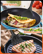 Pack of 2 Silicone Spatula, Non Stick Cooking Utensil Set Wooden Handle Kitchen Turner for Baking Mixing Grilling Serving Food Heat Resistant Non Scratch Hooks Included (Khaki)