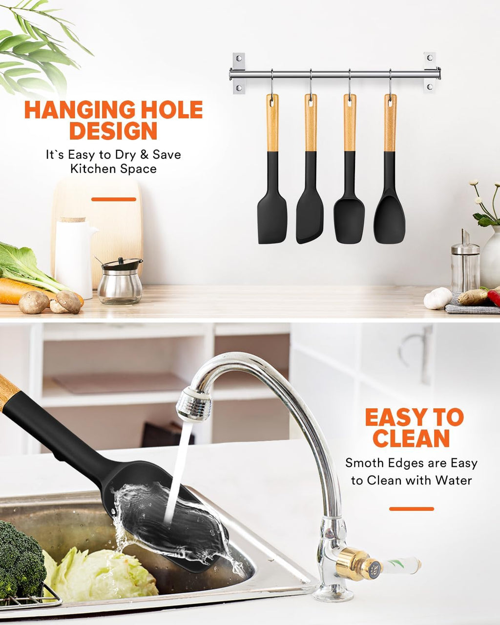 Silicone Spatula Spoon Set, Great for Mixing, Folding, Scraping, and Spreading