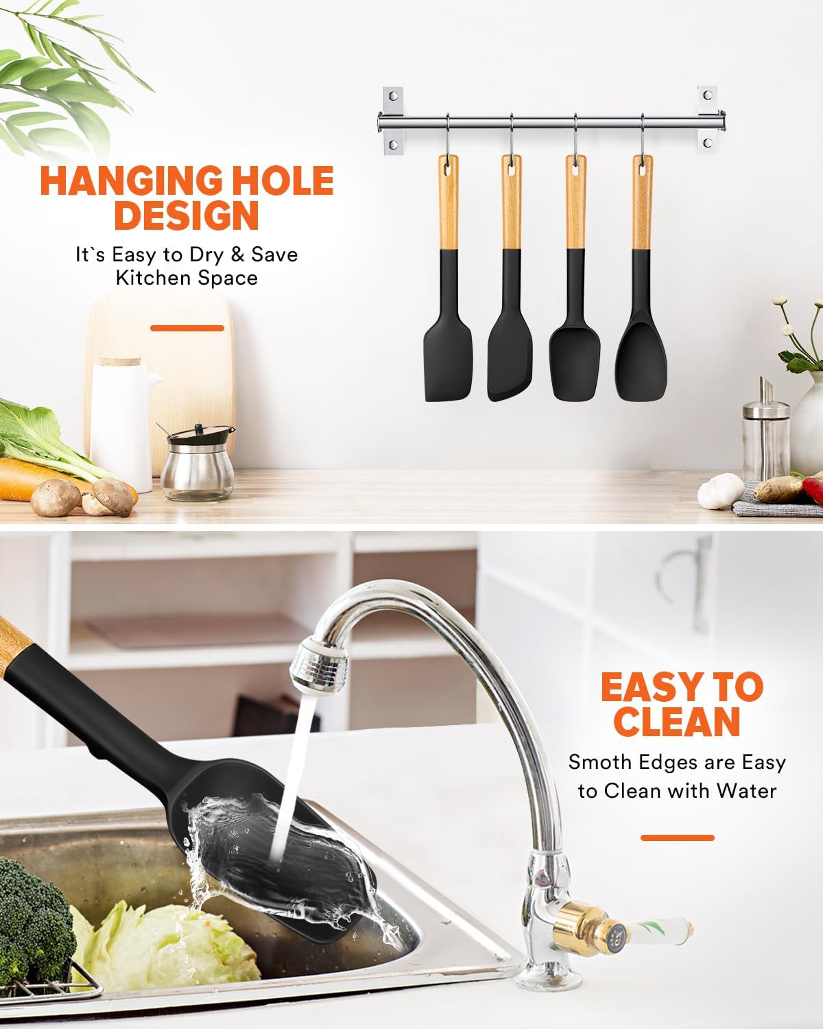 Silicone Spatula Spoon Set, Great for Mixing, Folding, Scraping, and Spreading