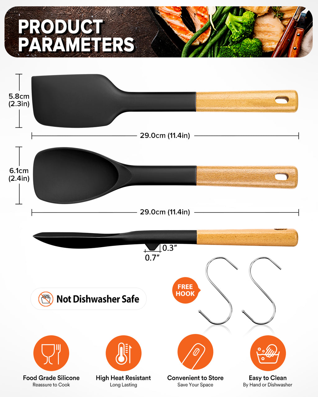 Silicone Spatula and Spoonula Set
